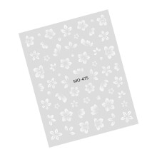Practical 3D Nail Art Stickers with Coffee Ice Flower-White