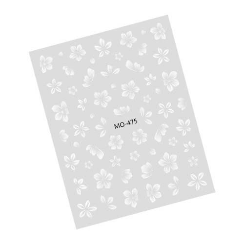 Practical 3D Nail Art Stickers with Coffee Ice Flower-White