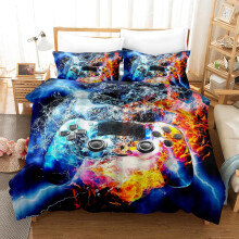 Bedding Cover With Zipper Brushed Microfiber Duvet Set Pillow Case Included Blue 200x200cm Double