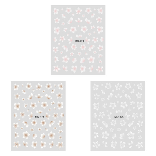 Practical 3D Nail Art Stickers with Coffee Ice Flower-White 1