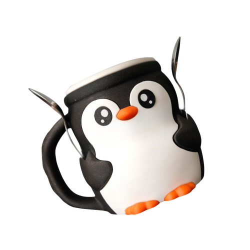 Pinguin-Eiscreme-Pint-Halter,-Geben Sie zwei Löffel