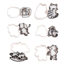 6-teiliges Ausstechformen-Set mit Cartoon-Katzen-Stempel und