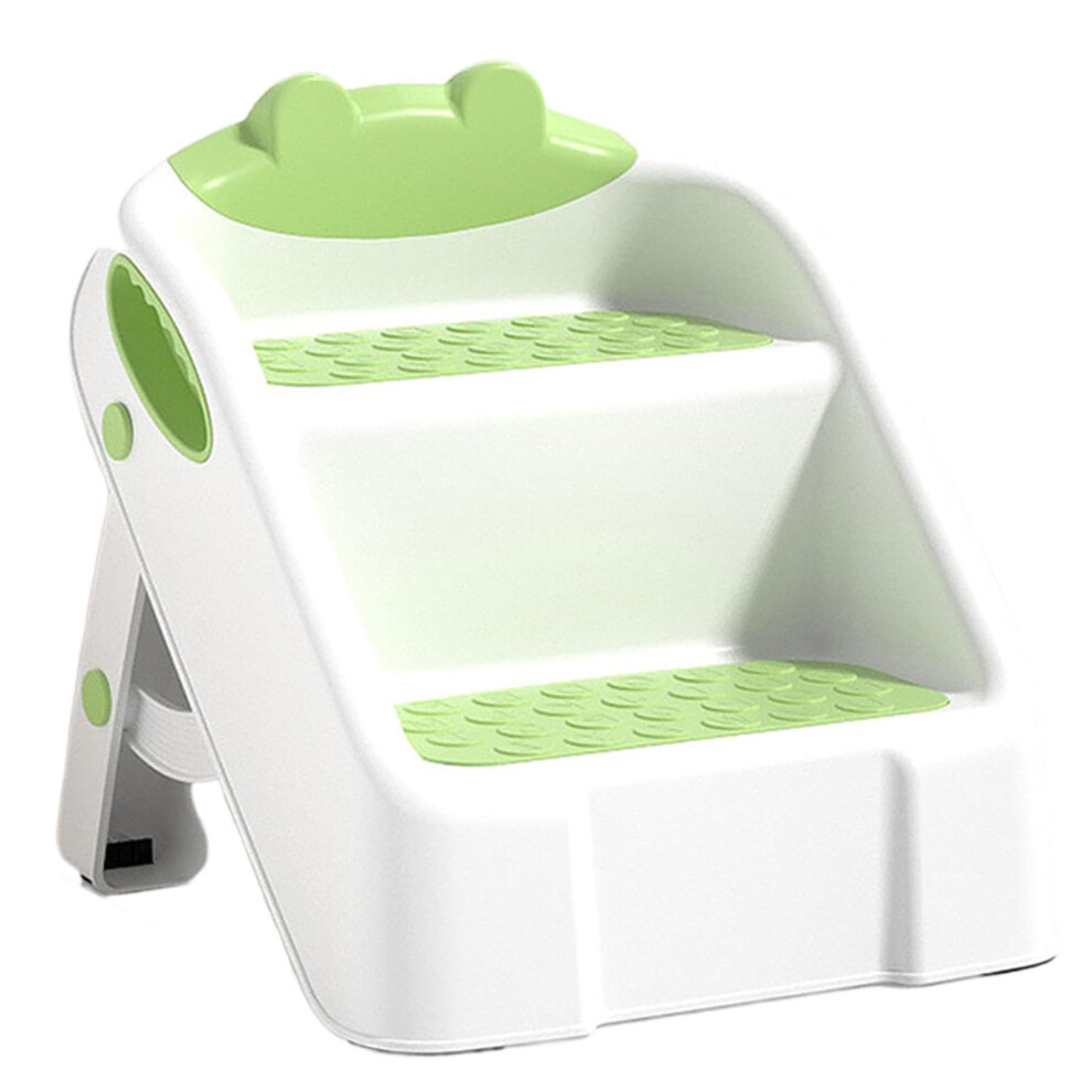 Double Up Step Stool Folding 2Step Kids Stool Antislip For Bathroom And Toilet Potty Training Green