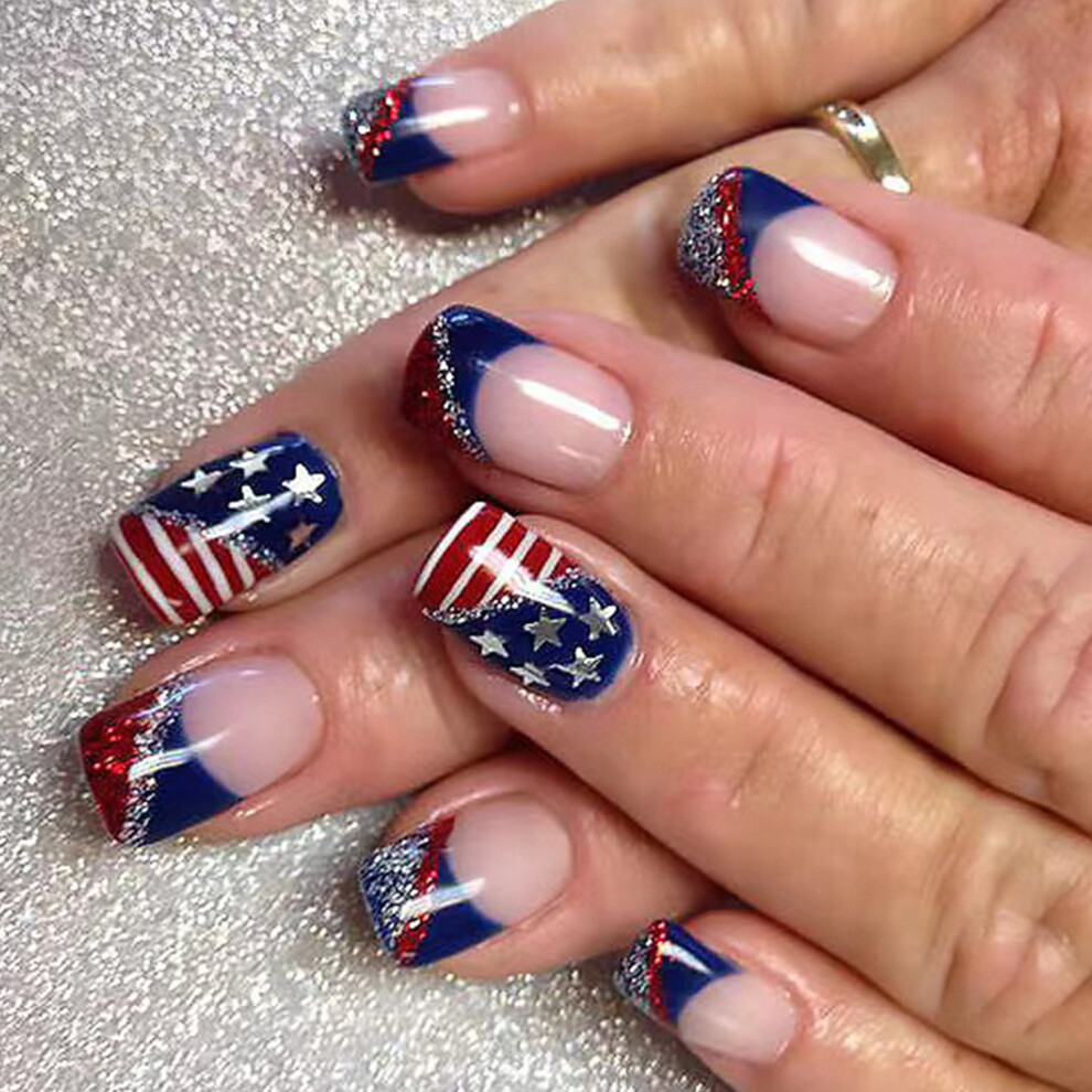 4th of July Fake Nail French Tips Press on Nail Independence Day