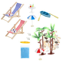 3 Sets Harz Deko Sommerstrand Mikro Landschaft Puppenhaus DIY