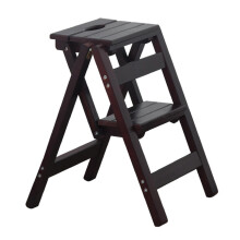 2 Layers Wood Step Stool For Adults Portable Multi Functional Foldable Ladder Chair For Household Kitchen Indoor Library