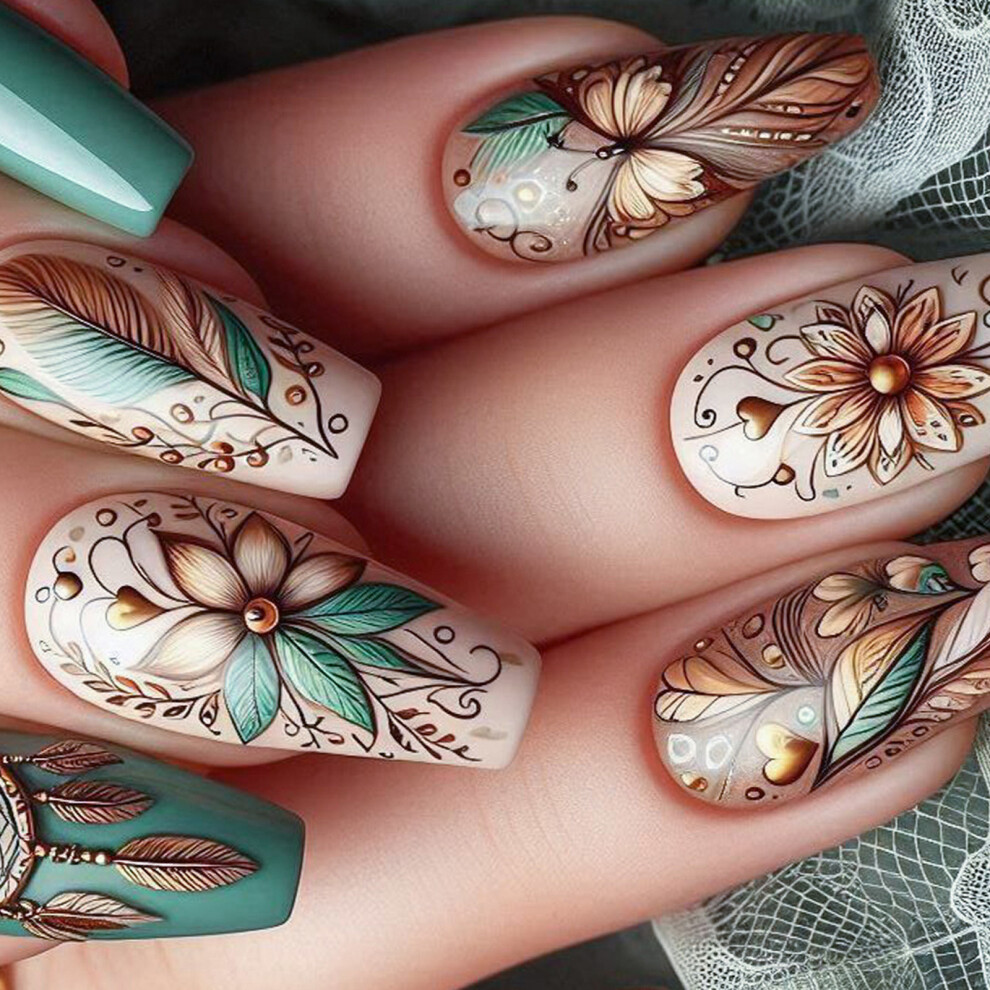 Press on Nail Almond Shaped Fake Nail Glossy Stick on Nail