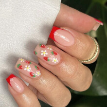 Square Press on Nail Design French Tip Fake Nail Glues on Nail