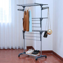 Space Saving Slim Hotel/Household Easy To Store Clothes Drying Rack 3 Tier Folding Multifunctional Clothes Rod