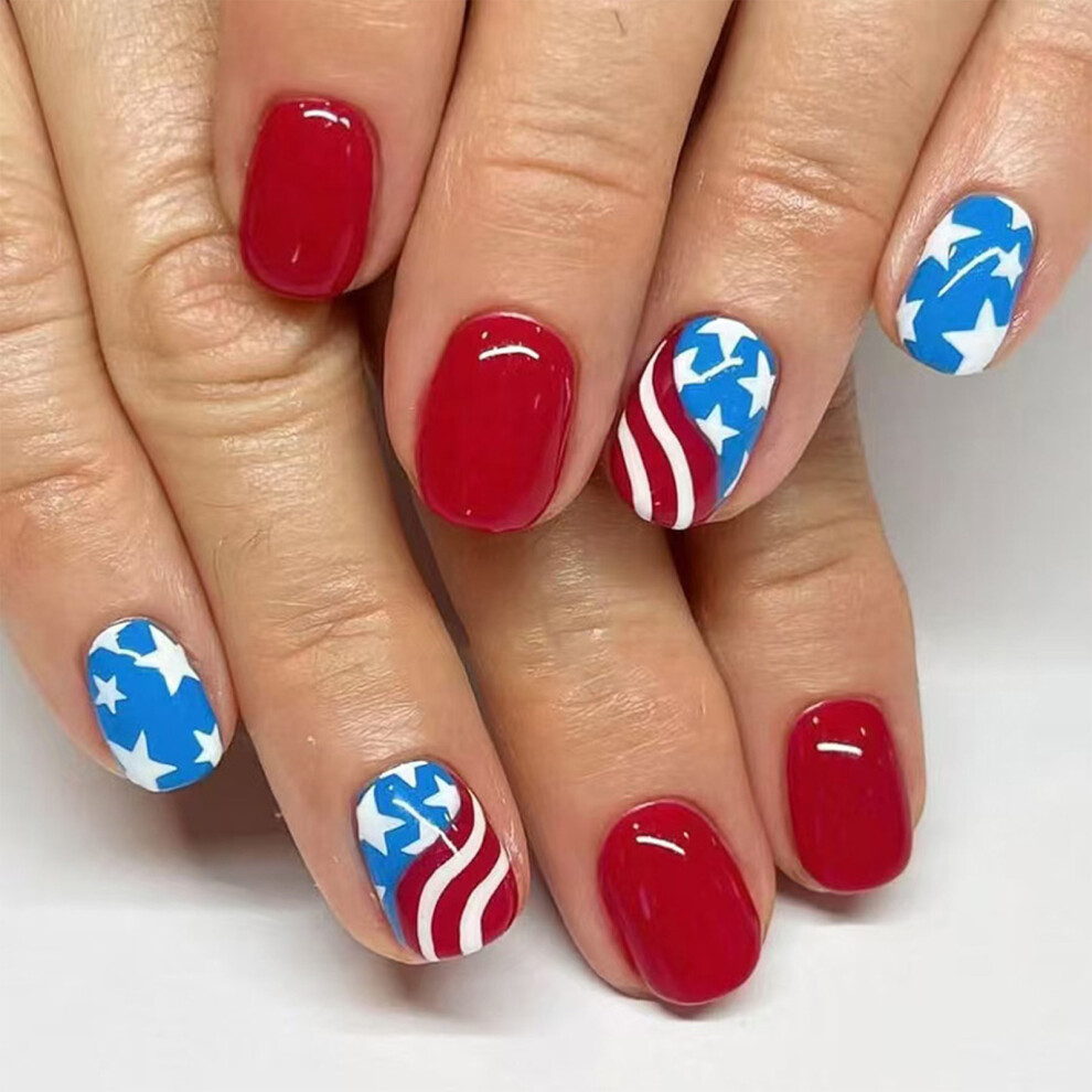 4th of July Fake Nail French Tips Press on Nail Independence Day
