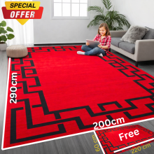 Christmas Offer 2-in-1 Deal Get a FREE 60×220 Rug with 200×290 Red Printed Carpet | Extra-Soft, Durable & Non-Slip Rubber Backing