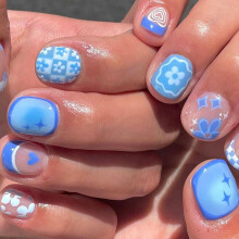 Square Nail Tips Flower Fake Nail Glues On Nail Stick On Nail