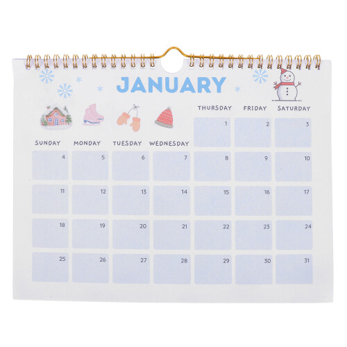 Minimalist Wandkalender 2026: Maandelijkse Engelse Kalender Met Ringband