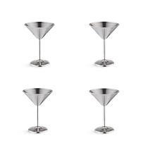 Stainless Steel Glasses Set Of 4 8 Oz Unbreakable Mirror Polished Finish Metal Cocktail Glasses