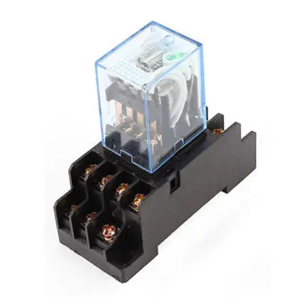 Dc 12V 14Terminal 35Mm Din Rail 4Pdt Electromagnetic Power Relay With Socket 9001264172152
