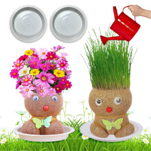 Grass Head Dolls Plant, Grass Head Growing Toy with Tray