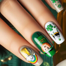 24x Shamrocks Press On Nail Grün Full Cover Falscher Nagel