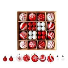 Christmas Baubles Set 44 Pieces, 12 Pieces 6 cm Plastic Shatterproof (Rad White)