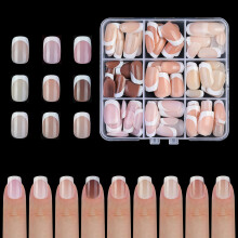 Faux ongles à pression française en forme d'amande,-style06