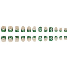Patrick's Day Press on Nail Green Shamrock Stick on Nail