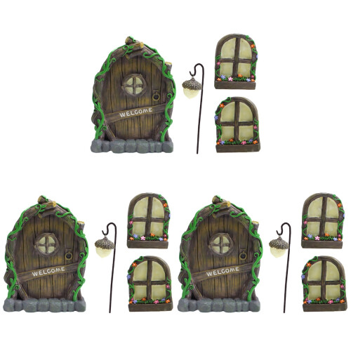 3 Sets Mini Fenster Tür Leuchtendes Deko Modell 2