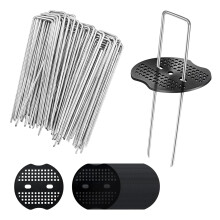 Weed Control Fleece Hooks, Ground Anchors 50 Pieces Washers, Pegs Anti Rust Galvanised for Gardens, Mulch