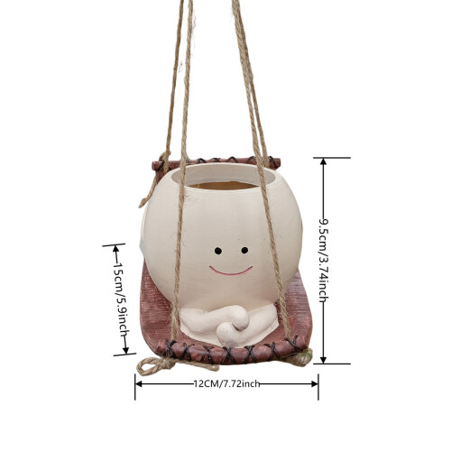 Unique Swing Face Planter Pots Hanging Head Planter Resin 2