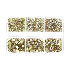 6 Grids Nail Charms 3D Nail Art Rhinestones-champagne gold
