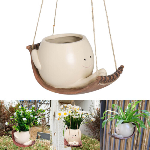 Unique Swing Face Planter Pots Hanging Head Planter Resin 1