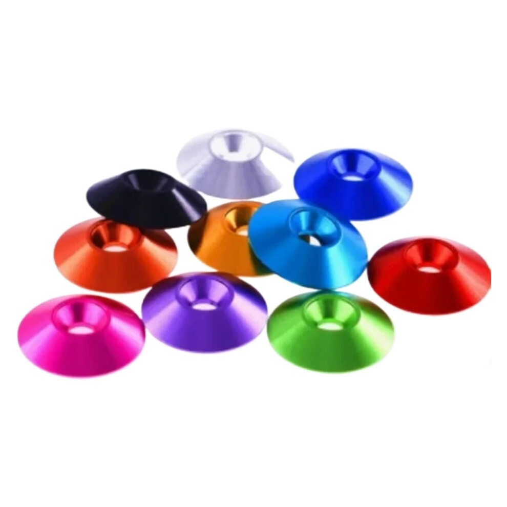 Taper Washer, Cone Washer, M3 M4 M5 M6 M8 Aluminum Colorful Large Washer (M6 5Pcs, Red) (M8 5Pcs Deep Blue) 9001264174651