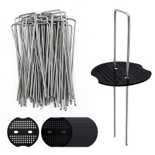Pack of 40 Galvanised Ground Anchors with Buffer Discs, 150mm x 40mm