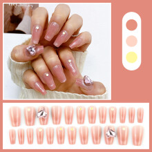 Full Cover Stick on Nails Heart False Nails Medium-C21A 15
