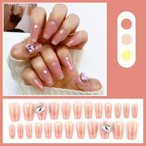Full Cover Stick on Nails Heart False Nails Medium-C21A 15