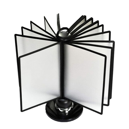 Robust desk reference organizer, 20 doublesided panels, letter size, rotating ert for posters