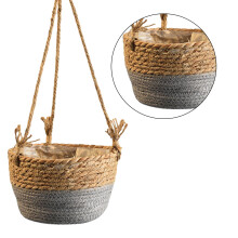 Garden Hanging Planter Plant Storage Basket Rope Woven-grey