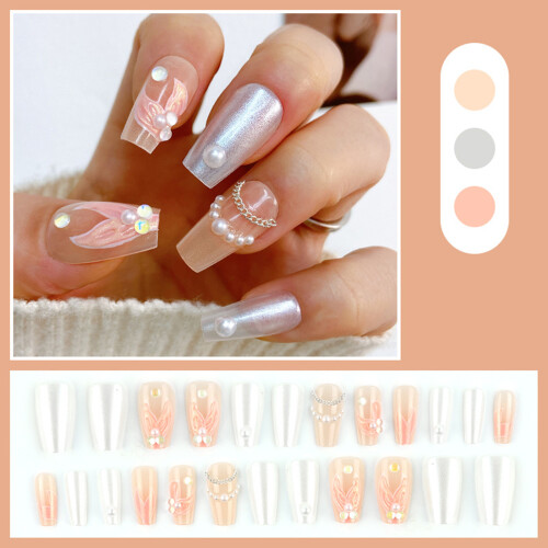 False Nails with Heart Bow False Nails Press on Nails-C21A 12