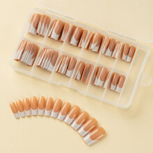 Faux ongles à pointe française, 120x, cercueil, à-MDFSYGT03