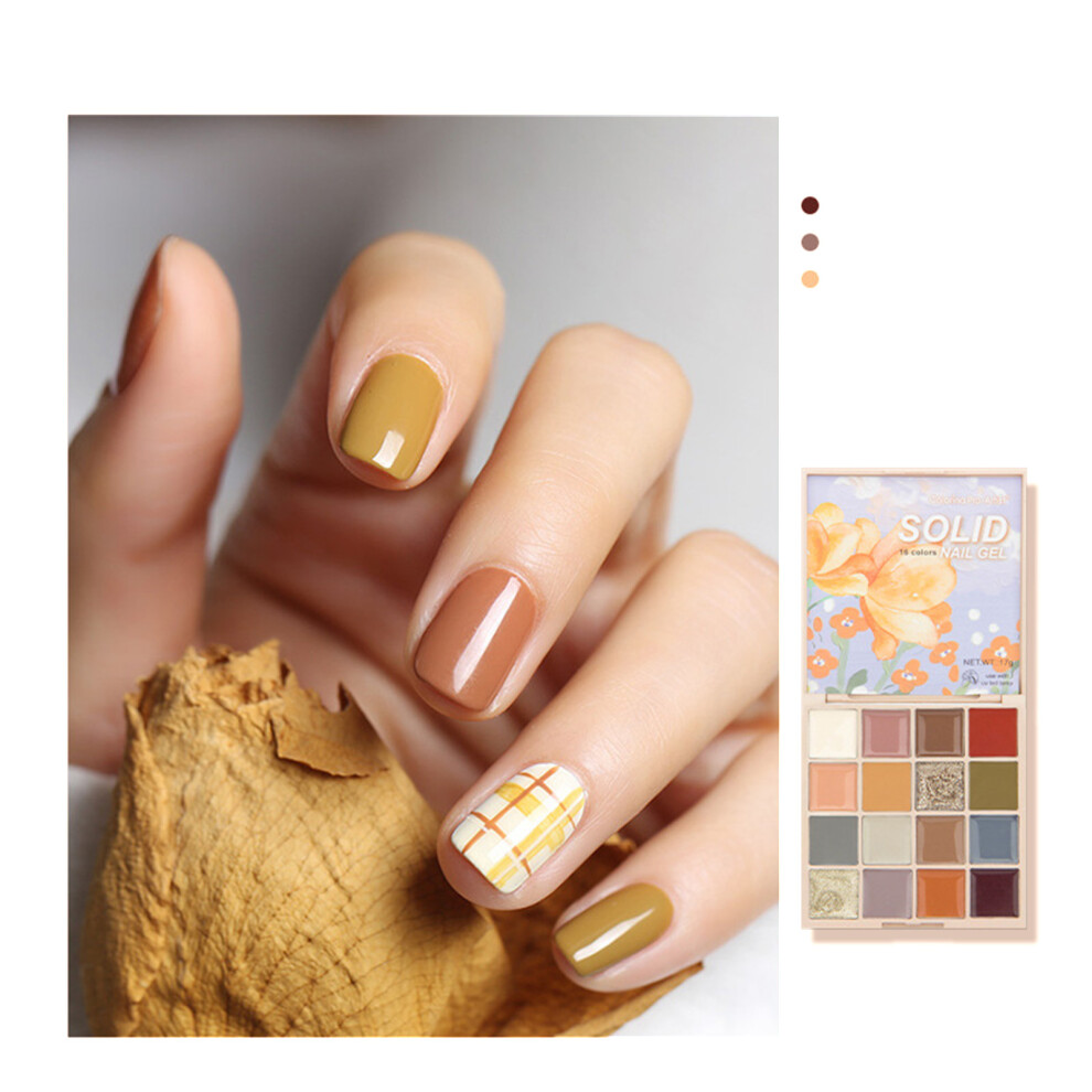 16Colors Cream Gel Nail Polish Manicure Palette-Misty mountains