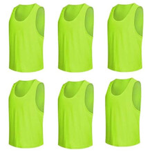 Pack of 6 Bibs for Football, Basketball, Baseball Training, Football Training Bibs for Beginners, Teenagers and Adults Fluorescent green L