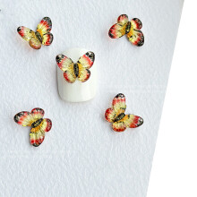 Butterfly Nail Art Rhinestones Flat Back Glitter-Red Yellow Big