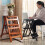 Wooden Folding Step Stool TwoTier Portable Kitchen Stool Thickened Steps Indoor Use 3