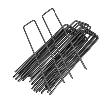 Ushaped Galvanised Garden Pegs, Strong Garden Nail P for Weed Control Membrane, Artificial Grass, Net, Fabric (50, Black) 50 black