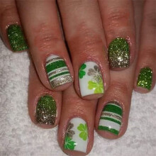 Patrick's Day Press on Nail Green Shamrock Stick on Nail für
