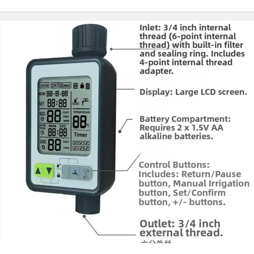 Automatic Timer Sprinkler Controller 3Mode Smart Irrigation Large LCD Screen Rain Sensor For Garden And Lawn Plant Care 1