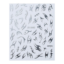 Metallic Vlam 3D Stickers Druk Nagelsticker voor-2430 zilver