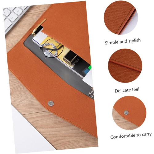 PU Leather Briefcase Large Capacity File Bag With Buckle Closure For Office And Student Document Folder 1