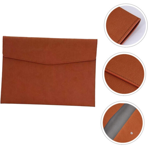 PU Leather Briefcase Large Capacity File Bag With Buckle Closure For Office And Student Document Folder 2