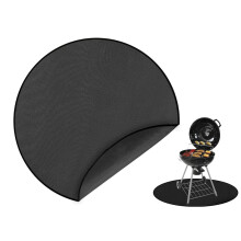 Round Fireproof Mat, 61 cm Fire Bowl Mat, BBQ Grill Mat, Foldable for Floor, Patio, Camping, Black
