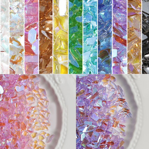 50Pcs 3D Crystal Diamond Nail Art-Aurora light yellow 1
