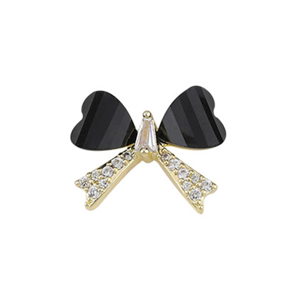 Golden/Silver 5Pcs Nail Charms Bear Rhinestones - Bow